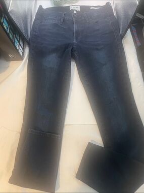 Frame Denim Dark Blue Flare Wide-Leg Jeans 000903